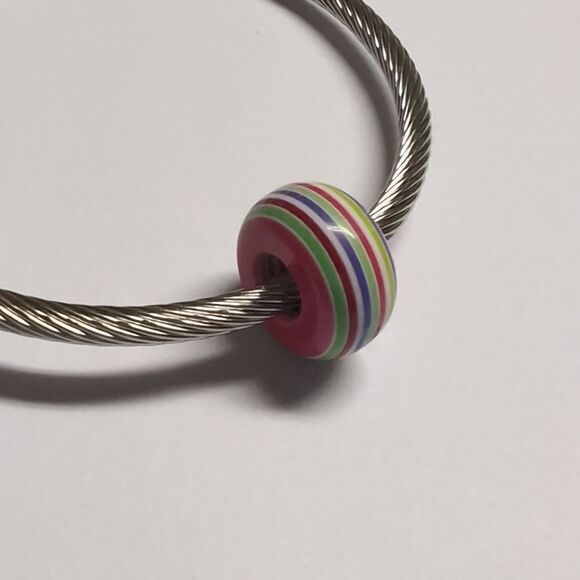 Rainbow Striped Charm for Pandora Style Bracelet‎ - Picture 4 of 5